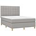 Letto a Molle Materasso e LED Grigio Chiaro 140x190 cm Tessuto - Foto miniatura 7
