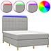 Letto a Molle Materasso e LED Grigio Chiaro 140x190 cm Tessuto - Foto miniatura 1