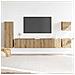 Set Mobile Tv 5 Pz Montato A Parete Rovere In Legno Multistrato - Foto miniatura 3