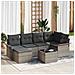 Set di 6 pezzi di divani da giardino con cuscini in rattan polylatta nera, Divano da giardino a 2 posti con stoccaggio e cuscini in rattan polylatta grigia - Foto miniatura 2