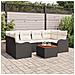 Set Divano Giardino a 7 Pezzi con Cuscini Nero Polyrattan Acacia, Divano da Giardino a 2 Posti con Storage e Cuscini Nero Polyrattan - Foto miniatura 2