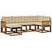 Set di divani da esterno con cuscino 6 pcs Naturale e Beige - Foto miniatura 1