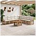 Set Divano da Giardino 10 pz Naturale e Bianco Crema polyrattan - Foto miniatura 7