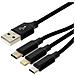 Cavo 3 In 1 Lightning Usb Tipo C Micro Usb Multi-punta Ricarica 3a Nero - Foto miniatura 5