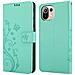 Custodia Compatibile Con Xiaomi Mi 11 Lite (4g / 5g) / 11 Lite Ne In Turchese Fiore - Coperchio Protettivo In Design Floreale Con Chiusura Magnetica, Funzione Stand E Slot Per Carte - Foto miniatura 7