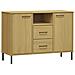 Credenza Gambe Metallo Marrone 113x40x77 Cm Legno Massello Oslo - Foto miniatura 2