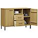 Credenza Gambe Metallo Marrone 113x40x77 Cm Legno Massello Oslo - Foto miniatura 3