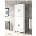 Armadio Multiuso Oxnard, Mobile Per Bagno O Lavanderia A 4 Ante E 1 Cassetto, Armadio Multiuso Portascarpe, 60x29h182 Cm, Bianco Lucido - Foto miniatura 1