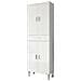 Armadio Multiuso Oxnard, Mobile Per Bagno O Lavanderia A 4 Ante E 1 Cassetto, Armadio Multiuso Portascarpe, 60x29h182 Cm, Bianco Lucido - Foto miniatura 2