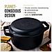 Victoria 39585 Forno Olandese, Pentola Et Padella Induzione Ghisa Smaltata 27cm 5,7l Senza Ptfe  Nero - Foto miniatura 8
