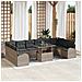 Set 11 pezzi divani da giardino con cuscini grigio polyrattan, Divano da giardino per 2 con spazio di stoccaggio e cuscini grigio polyrattan - Foto miniatura 2