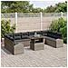 Set 11 pezzi divani da giardino con cuscini grigio polyrattan, Divano da giardino per 2 con spazio di stoccaggio e cuscini grigio polyrattan - Foto miniatura 3