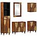 Set di Mobili per Bagno  da 5 Pezzi in Legno Massello di Mango, Armadio per Lavabo da Bagno  62x33x58 cm Legno Massello di Mango, Specchio da Bagno  50x70x3 cm Legno Massello di Mango, Credenza  38x33x160 cm Legno Massello di Mango, Armadio da Bagno  38x3 - Foto miniatura 1