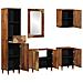 Set di Mobili per Bagno  da 5 Pezzi in Legno Massello di Mango, Armadio per Lavabo da Bagno  62x33x58 cm Legno Massello di Mango, Specchio da Bagno  50x70x3 cm Legno Massello di Mango, Credenza  38x33x160 cm Legno Massello di Mango, Armadio da Bagno  38x3 - Foto miniatura 2