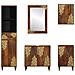 Set di Mobili per Bagno  da 5 Pezzi in Legno Massello di Mango, Armadio per Lavabo da Bagno  62x33x58 cm Legno Massello di Mango, Specchio da Bagno  50x70x3 cm Legno Massello di Mango, Credenza  38x33x160 cm Legno Massello di Mango, Armadio da Bagno  38x3 - Foto miniatura 8