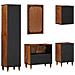 Set di Mobili per Bagno  da 5 Pezzi in Legno Massello di Mango, Armadio per Lavabo da Bagno  62x33x58 cm Legno Massello di Mango, Specchio da Bagno  50x70x3 cm Legno Massello di Mango, Credenza  38x33x160 cm Legno Massello di Mango, Armadio da Bagno  38x3 - Foto miniatura 9