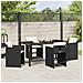 Set da Pranzo per Giardino con cuscino 5 pcs Nero Poly Rattan - Foto miniatura 4