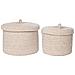 Set 2 Cestini Rotondi Con Coperchio In Cotone Sebal — Beige Naturale - Foto miniatura 1