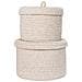 Set 2 Cestini Rotondi Con Coperchio In Cotone Sebal — Beige Naturale - Foto miniatura 3