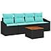 Set Divano da Giardino con cuscino 5 pcs Nero polyrattan - Foto miniatura 1