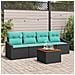 Set Divano da Giardino con cuscino 5 pcs Nero polyrattan - Foto miniatura 2
