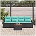 Set Divano da Giardino con cuscino 5 pcs Nero polyrattan - Foto miniatura 3