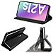 Custodia A Libro Per Samsung A21s, Carbonio Nera - Protezione Dei Bordi Metallici Flip Cover Portafoglio Con Appoggio E Porta Carte - Foto miniatura 7