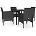 Set Mobili Da Pranzo Per Giardino 5 Pz Con Cuscini Nero - Foto miniatura 1