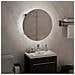 Armadio da Bagno con Specchio Rotondo e LED Nero 40x40x17,5cm - Foto miniatura 3