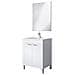 Mobile Sottolavabo Naperville, Mobiletto Per Bagno, Armadio A 2 Ante Con Specchio, Lavabo Non Incluso, 60x45h80 Cm, Bianco Lucido - Foto miniatura 2