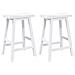 Sgabelli Da Bar 2 Pz Bianchi In Legno Massello Di Hevea - Foto miniatura 1