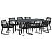 Set da Pranzo da Giardino 9 Pezzi Nero Polyrattan , Tavolo da Giardino Estensibile Anthracite (140-210)x90x73 cm Acciaio - Foto miniatura 1