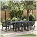 Set da Pranzo da Giardino 9 Pezzi Nero Polyrattan , Tavolo da Giardino Estensibile Anthracite (140-210)x90x73 cm Acciaio - Foto miniatura 2