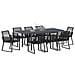 Set da Pranzo da Giardino 9 Pezzi Nero Polyrattan , Tavolo da Giardino Estensibile Anthracite (140-210)x90x73 cm Acciaio - Foto miniatura 3