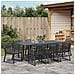 Set da Pranzo da Giardino 9 Pezzi Nero Polyrattan , Tavolo da Giardino Estensibile Anthracite (140-210)x90x73 cm Acciaio - Foto miniatura 4