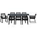 Set da Pranzo da Giardino 9 Pezzi Nero Polyrattan , Tavolo da Giardino Estensibile Anthracite (140-210)x90x73 cm Acciaio - Foto miniatura 7
