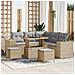 Set Divano Giardino a 8 Pezzi con Cuscini Beige Polirattan Acacia, Set da Pranzo Giardino a 3 Pezzi con Cuscini Beige Polirattan Acacia - Foto miniatura 2