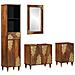Set di Mobili per Bagno  in Legno Massello di Mango (4 Pezzi), Armadio per Lavabo  62x33x58 cm in Legno Massello di Mango, Specchio  50x70x3 cm in Legno Massello di Mango, Mobile Laterale  38x33x160 cm in Legno Massello di Mango, Armadio da Bagno  38x33x5 - Foto miniatura 1