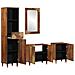 Set di Mobili per Bagno  in Legno Massello di Mango (4 Pezzi), Armadio per Lavabo  62x33x58 cm in Legno Massello di Mango, Specchio  50x70x3 cm in Legno Massello di Mango, Mobile Laterale  38x33x160 cm in Legno Massello di Mango, Armadio da Bagno  38x33x5 - Foto miniatura 2