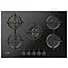 ING 72T /BK 1 piano gas vetro nero 75cm 5 fuochi bruciatore doppia corona griglie in ghisa lavabili in lavastoviglie - Foto miniatura 1