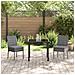 Set da Pranzo per Giardino 3 pcs Grigio Poly Rattan - Foto miniatura 4