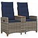 Panchina reclinabile con tavolo Grigio e Blu Navy polyrattan - Foto miniatura 1