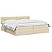Letto con contenitore e materasso Crema 200 x 200 cm Velluto - Foto miniatura 3