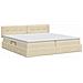 Letto con contenitore e materasso Crema 200 x 200 cm Velluto - Foto miniatura 8
