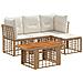 Set Divano da Giardino 5 pz Naturale e Bianco Crema polyrattan - Foto miniatura 1
