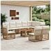 Set Divano da Giardino 11 pz Naturale e Bianco Crema polyrattan - Foto miniatura 8