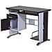 Scrivania Porta Pc Computer Da Ufficio Con Cassetto Legno 100x52x75cm, Nero E Grigio - Foto miniatura 3