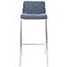 Sgabello Bar Hoover in Tessuto I Sgabello Alto Design 4 Gambe in Metallo I Sedia Sgabello Impilabile con Schienale I Sgabello Bancone H 76 CM Blu Base Cromata - Foto miniatura 2