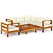 Set Divani Giardino 7 pz Cuscini Bianco Crema in Legno d'Acacia - Foto miniatura 1