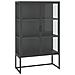 Credenza Alta Antracite 80x35x135 Cm Acciaio E Vetro Temperato - Foto miniatura 2